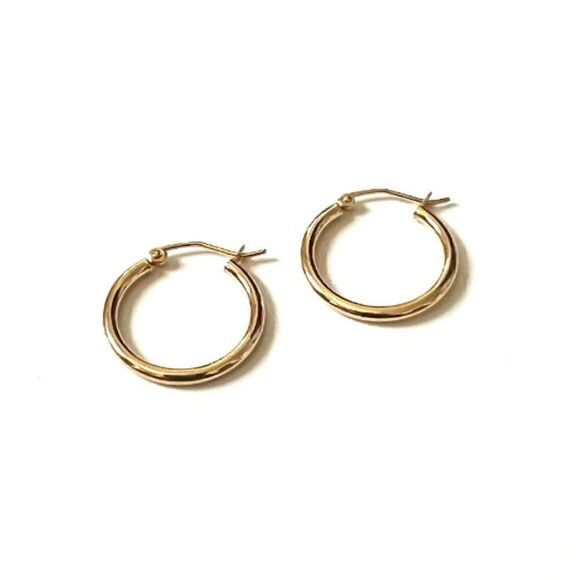 14K real gold Hoop Earrings | Hoop earrings | 2 mm thickness | 20 mm Diameter | - Picture 2 of 7